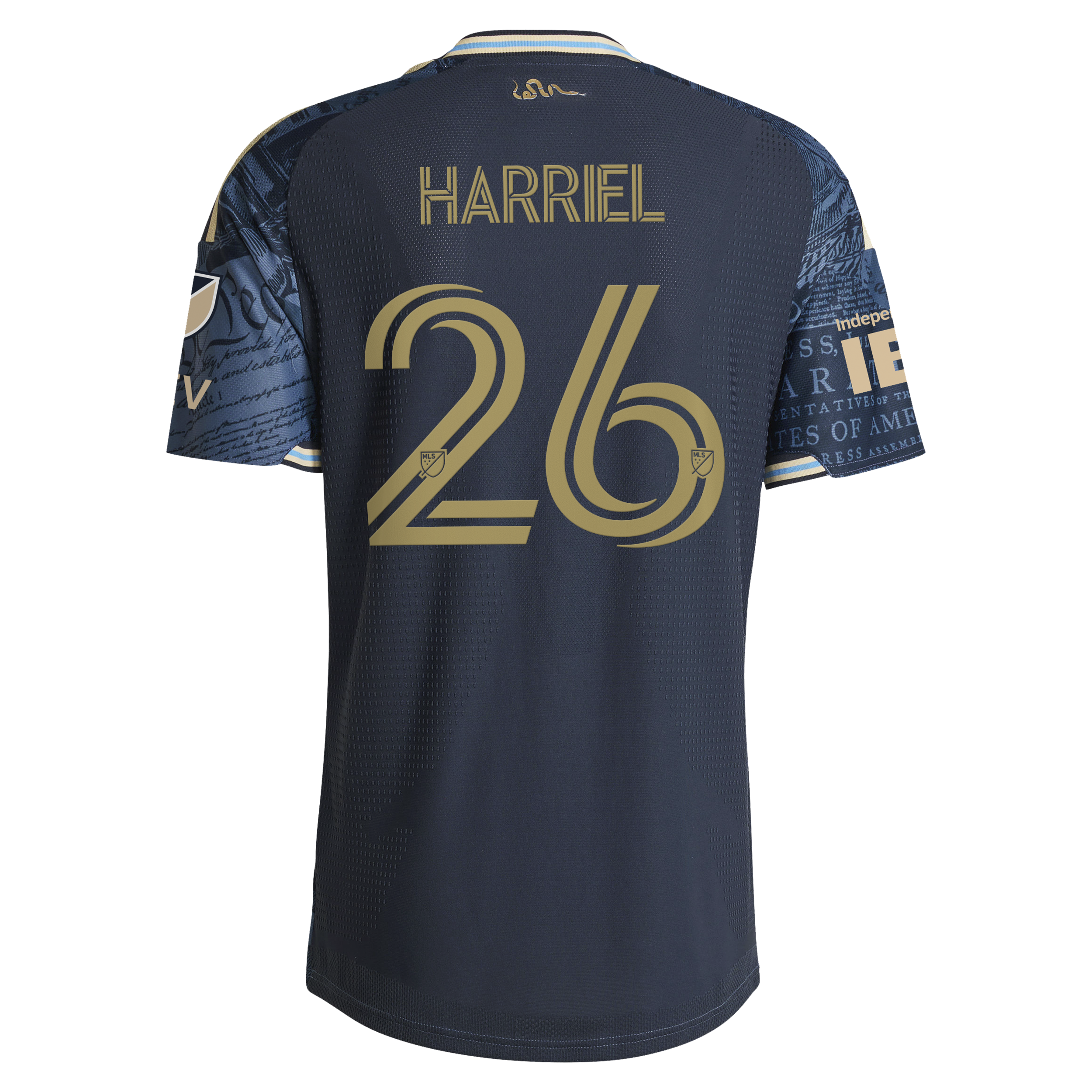 [JED] Nathan Harriel Philadelphia Union 2026 1776 Kit On-Field Authentic Patch Jersey - Navy