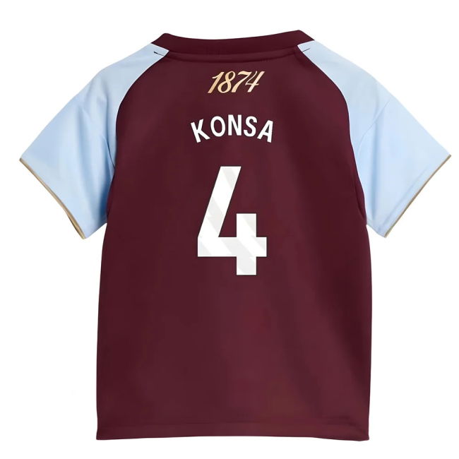 High Performance Proud Football Aston Villa Home Baby Kit Konsa #4...