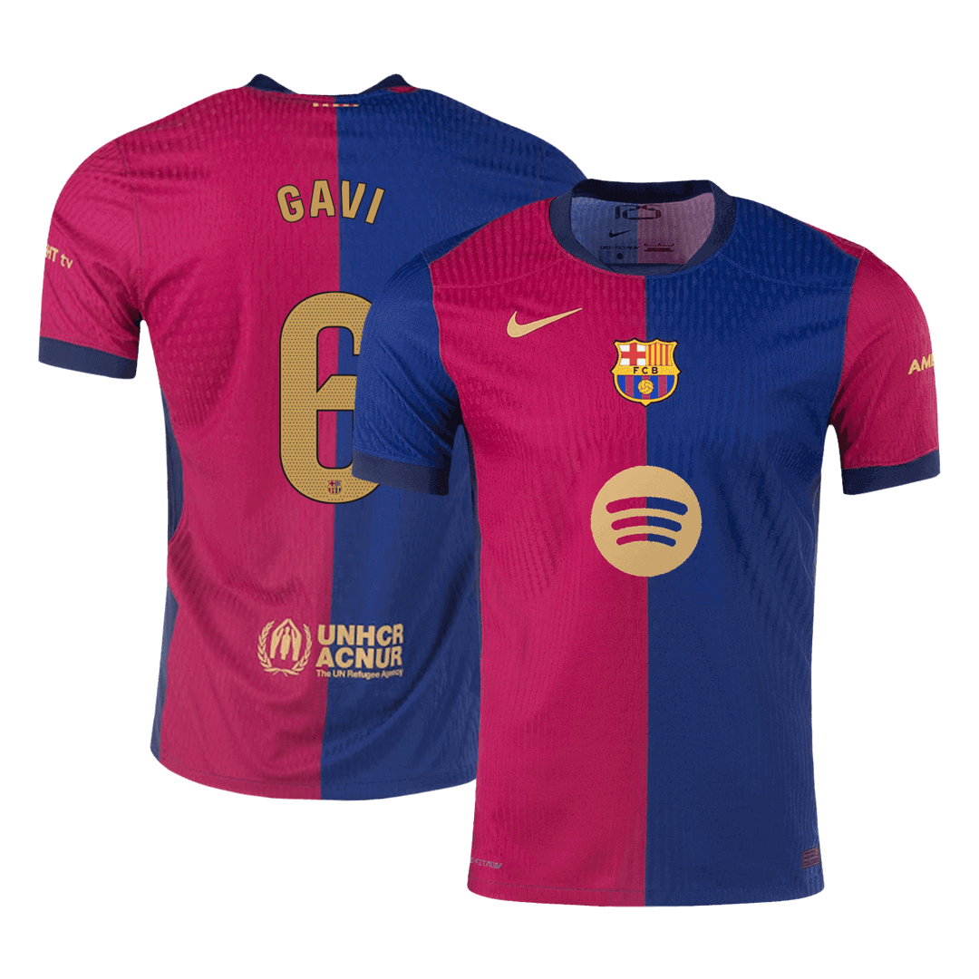 Player Version GAVI #6 Barcelona Home Soccer Jersey 2024/25 - Spotify