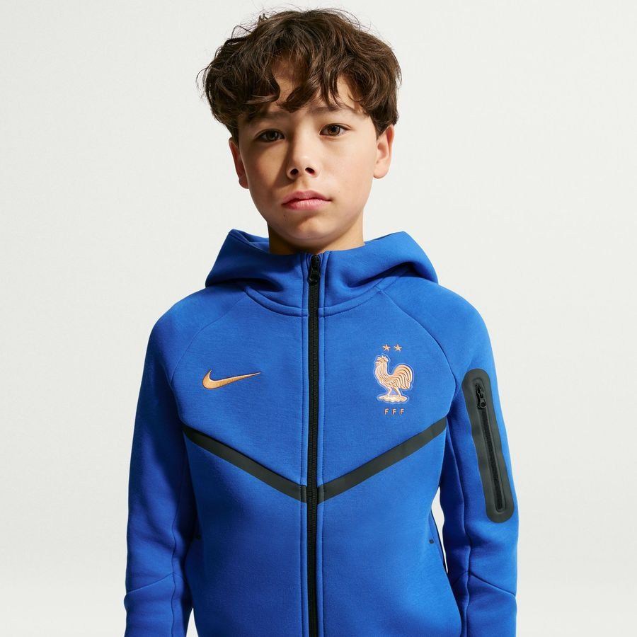 [EFKS] 2026 France Hoodie NSW Tech Fleece FZ World Cup Game Royal/Metallic Copper Kids