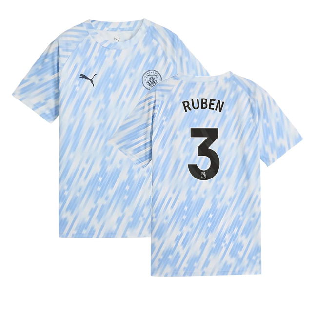 2025-2026 Man City Warm Up Jersey (Silver Sky) - Kids (Ruben 3) (Ma...