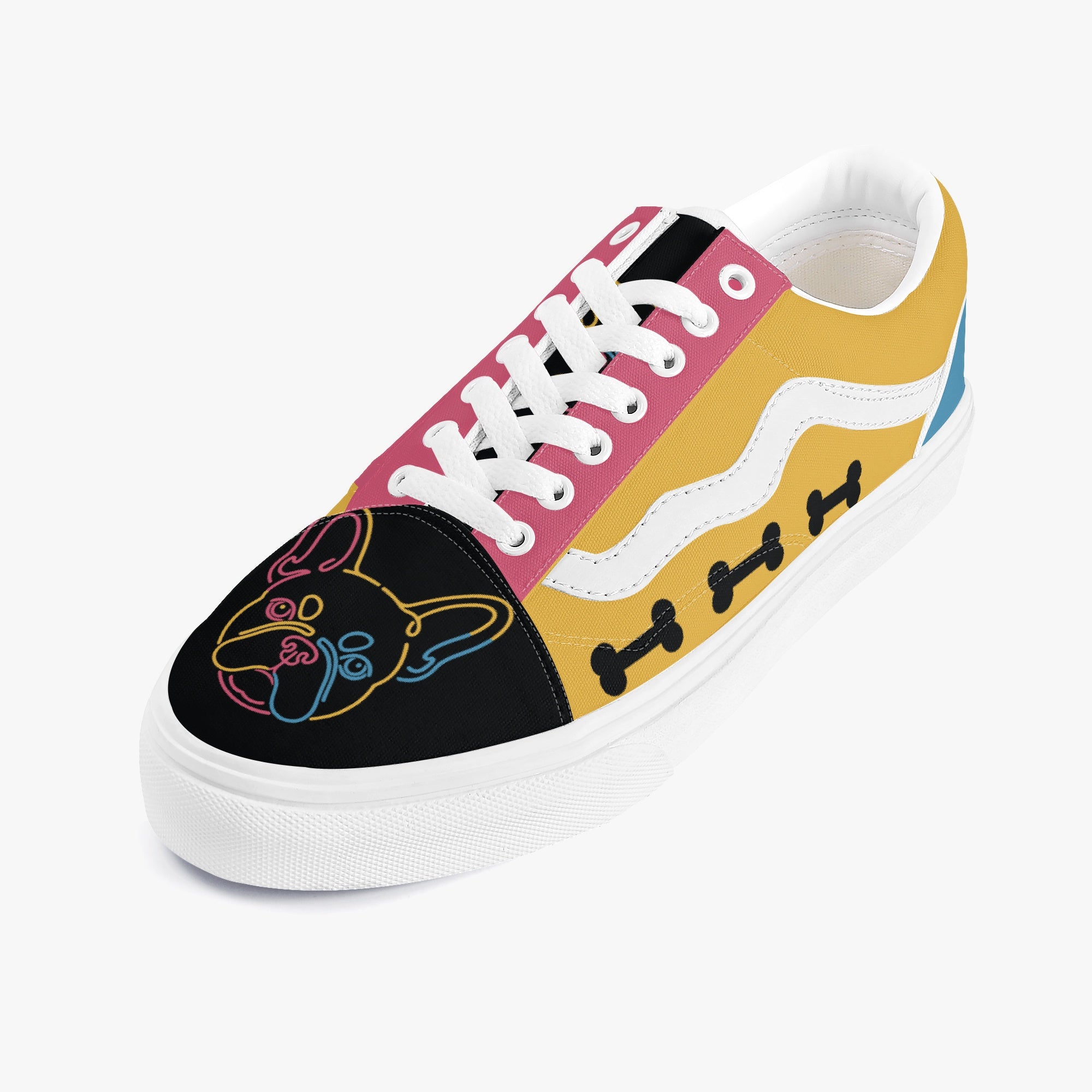 French Bulldog Lover Riley Trendy Low Top Canvas Sneakers Casual Footwear