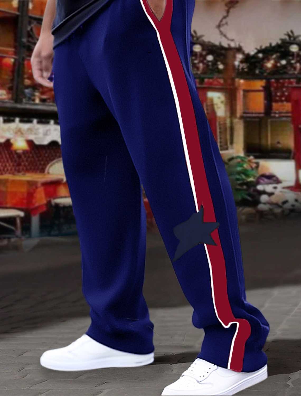 Men's Sweatpants Joggers Trousers Patchwork Drawstring Elastic Waist