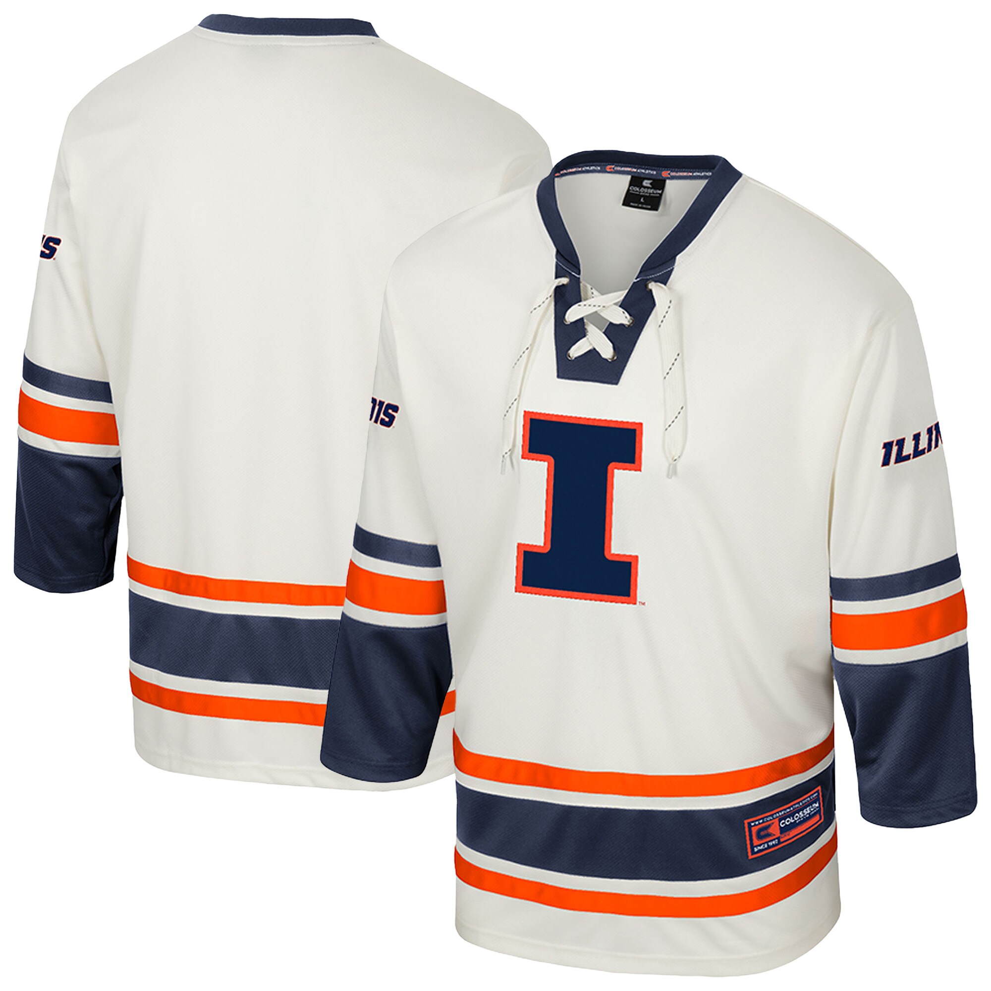 [DDG] Illinois Fighting Illini Colosseum Puck Proud Fashion Hockey Jersey - Cream