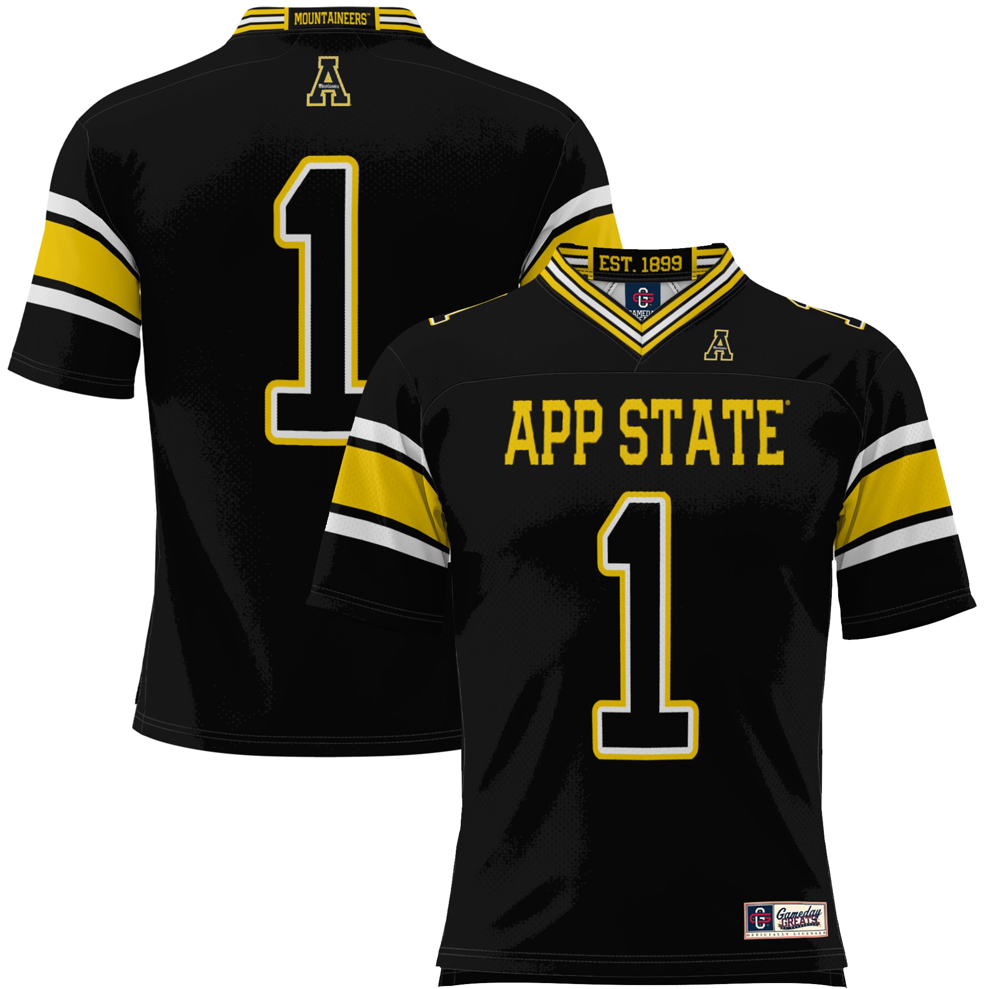 #1 Appalachian State Mountaineers GameDay Greats Endzone 2026 Season Football Jersey - Black