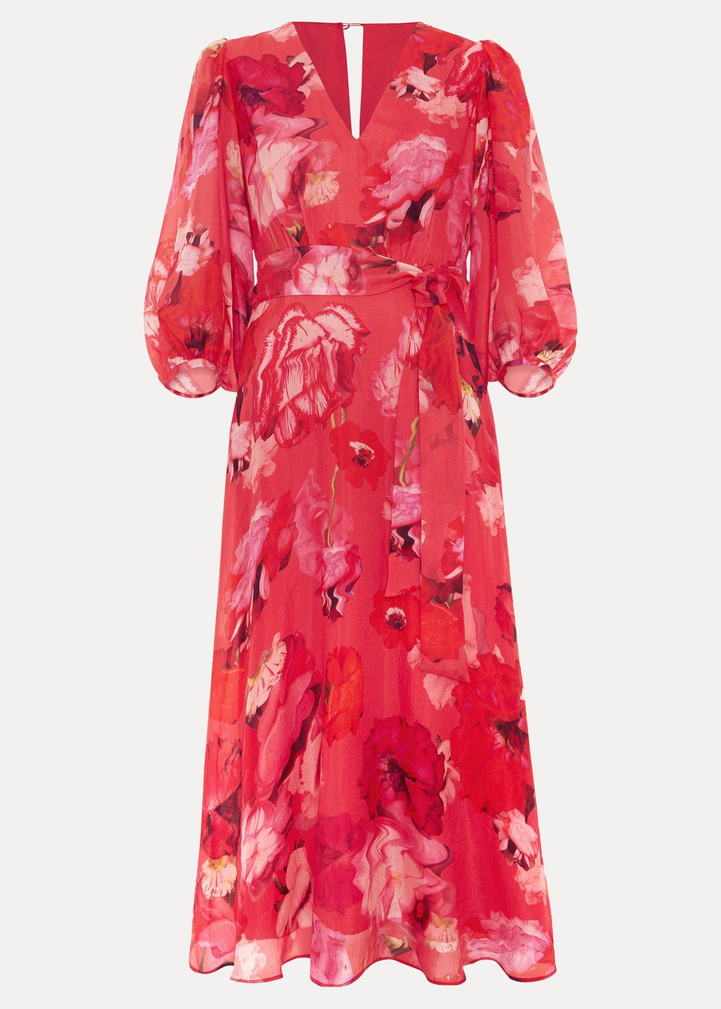 Petite Federica Floral Sleeve Midi Dress