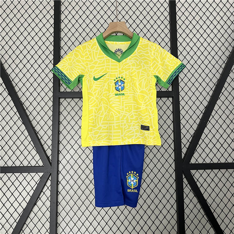 Quick Dry Kids Brazil Copa America 2024 Home Kit ShirtShorts