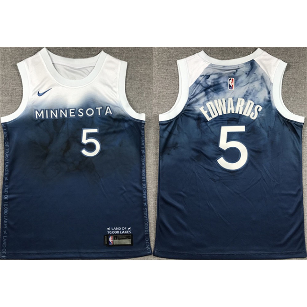 Youth Minnesota Timberwolves #5 Anthony Edwards Blue 2023-24 City Edition Stitched Jersey