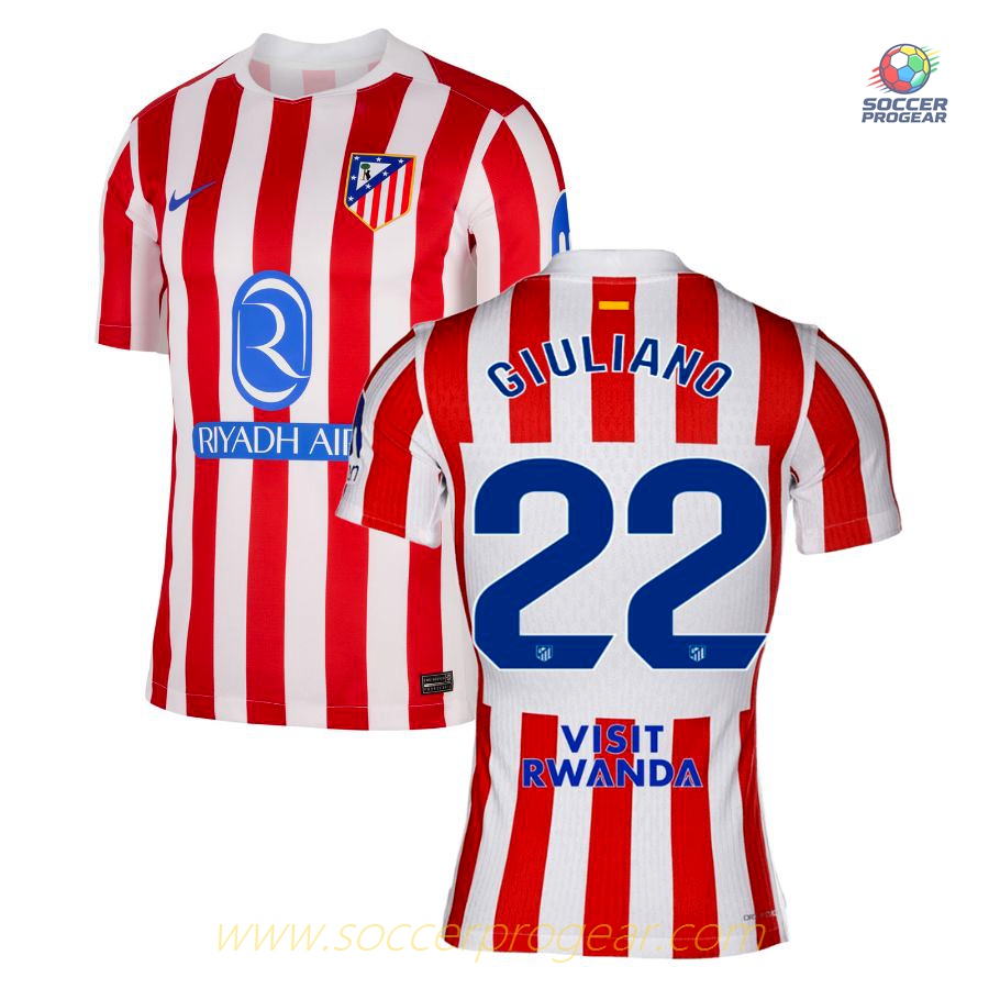 Atletico Madrid Home Football Jersey 2025-2026 Season Giuliano
