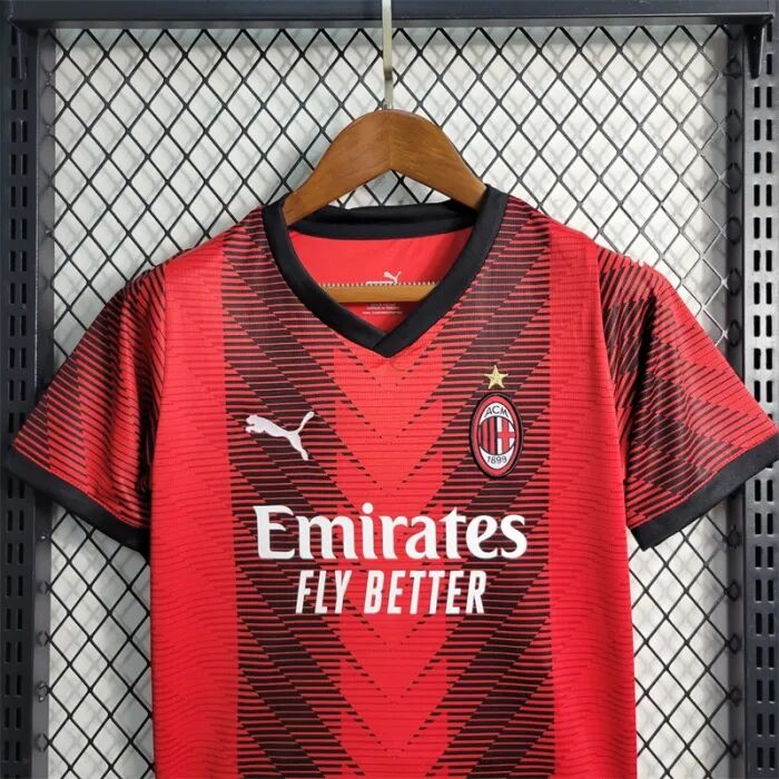 Moisture Wicking Kids AC Milan 2324 Home Kit ShirtShorts