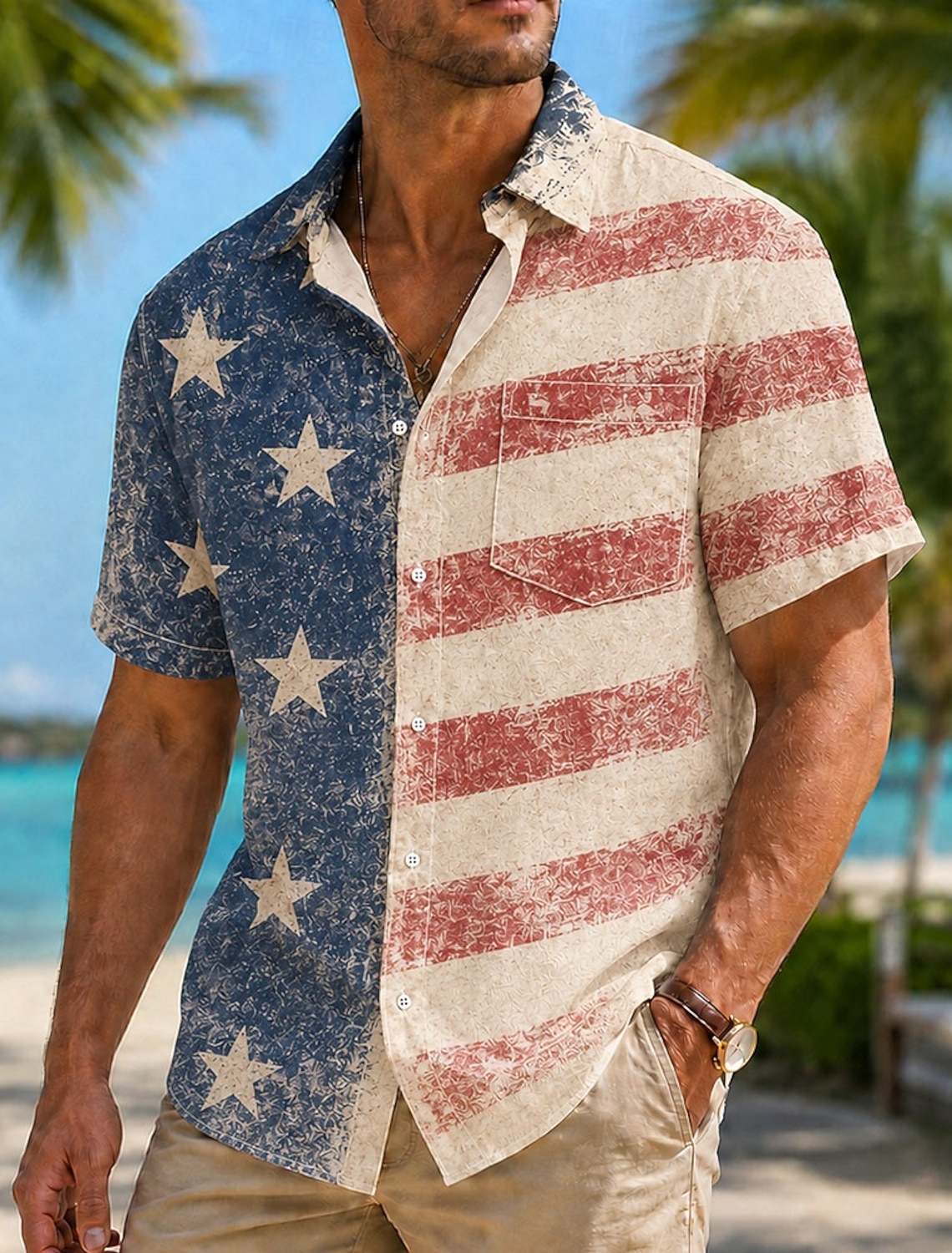 4th of July 2026 250th Men's American US Flag Shirt Summer Shirt Short Sleeve Patriotic Daily Streetwear Summer Spring Turndown 3D Print Button Up Shirts Blue Red