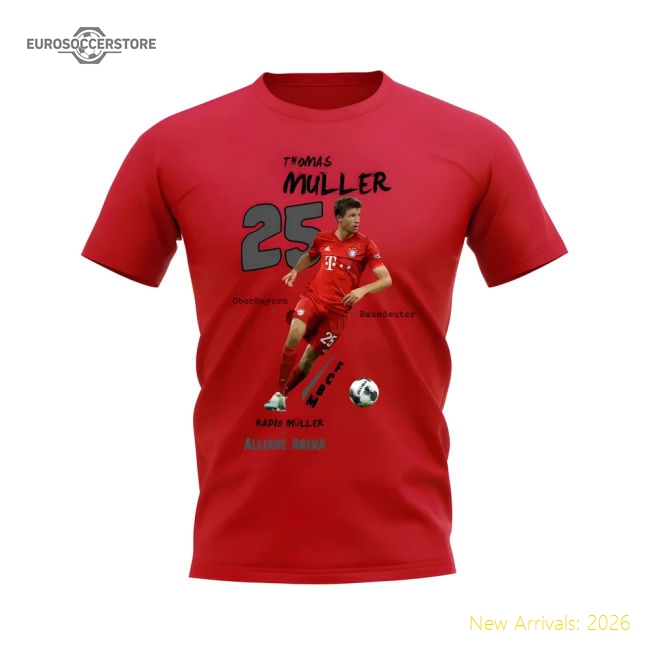 Thomas Muller Bayern Munich Graphic T-shirt (red) - Reasonable Price