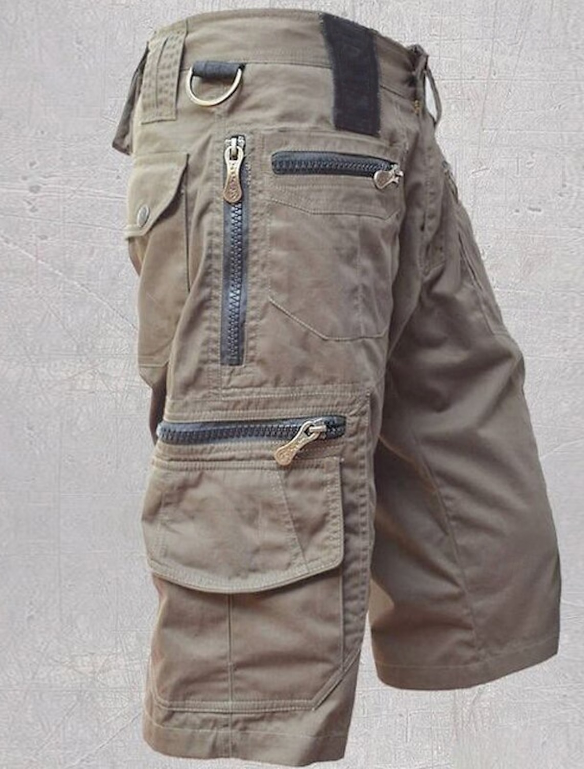 Men's Cargo Shorts Capri Pants Summer Zipper Pocket Multi Plain