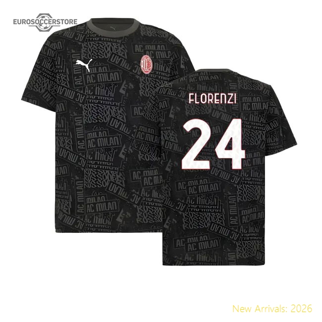 High-Quality 2025-2026 Ac Milan Ftblculture Tee Aop (Black) (Florenzi
