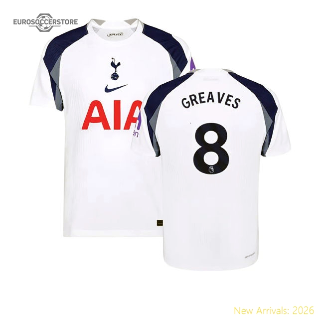Official 2025-2026 Tottenham Hotspur Authentic Home Shirt (greaves 8