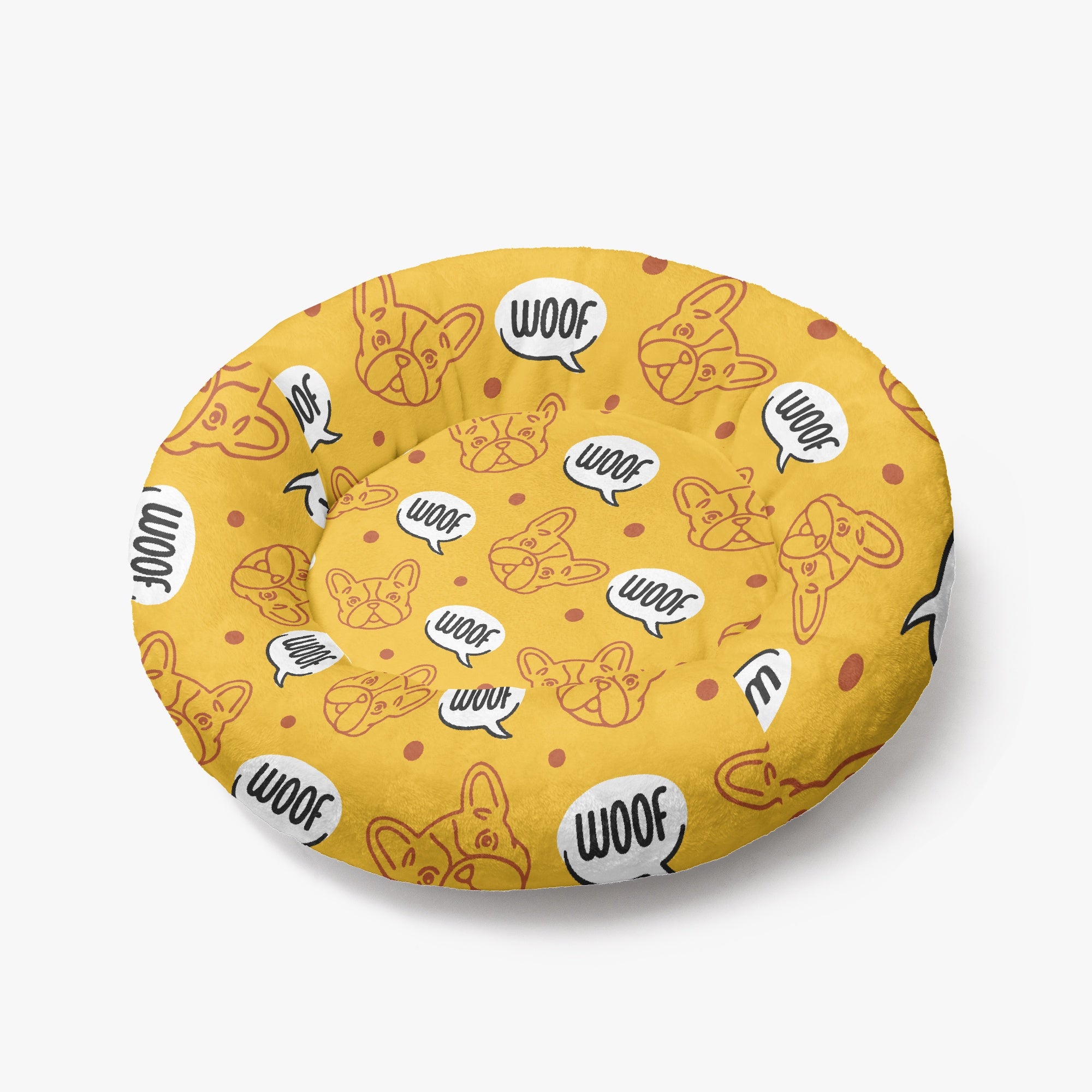 Woof Woof - Cloud-Comfort Frenchie Bed | Anti-Anxiety French Bulldog Donut Bed