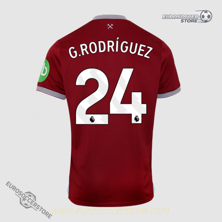 West Ham United 25-26 Season Home Jersey Featuring G.RODRÍGUEZ with Number 24