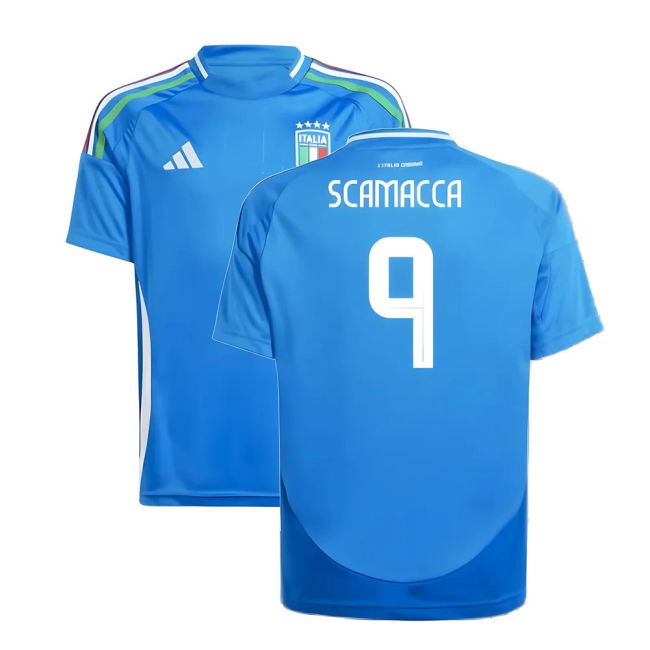 2024-2025 Italy Home Shirt (Kids) (Scamacca 9) Worldcup
