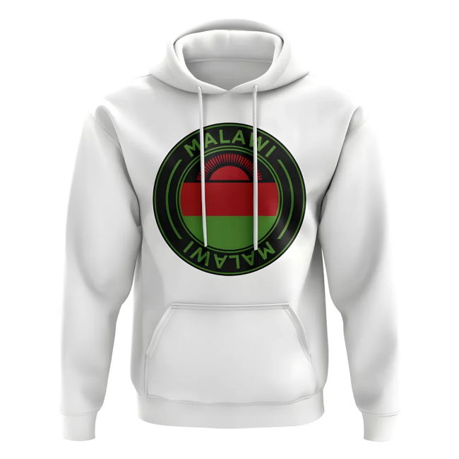 Top-Tier Aero-Dynamic Malawi Football Badge Hoodie (White)