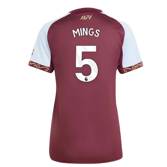 Aston Villa 2025-20 Home Football Shirt - Mings 5 L M Women S