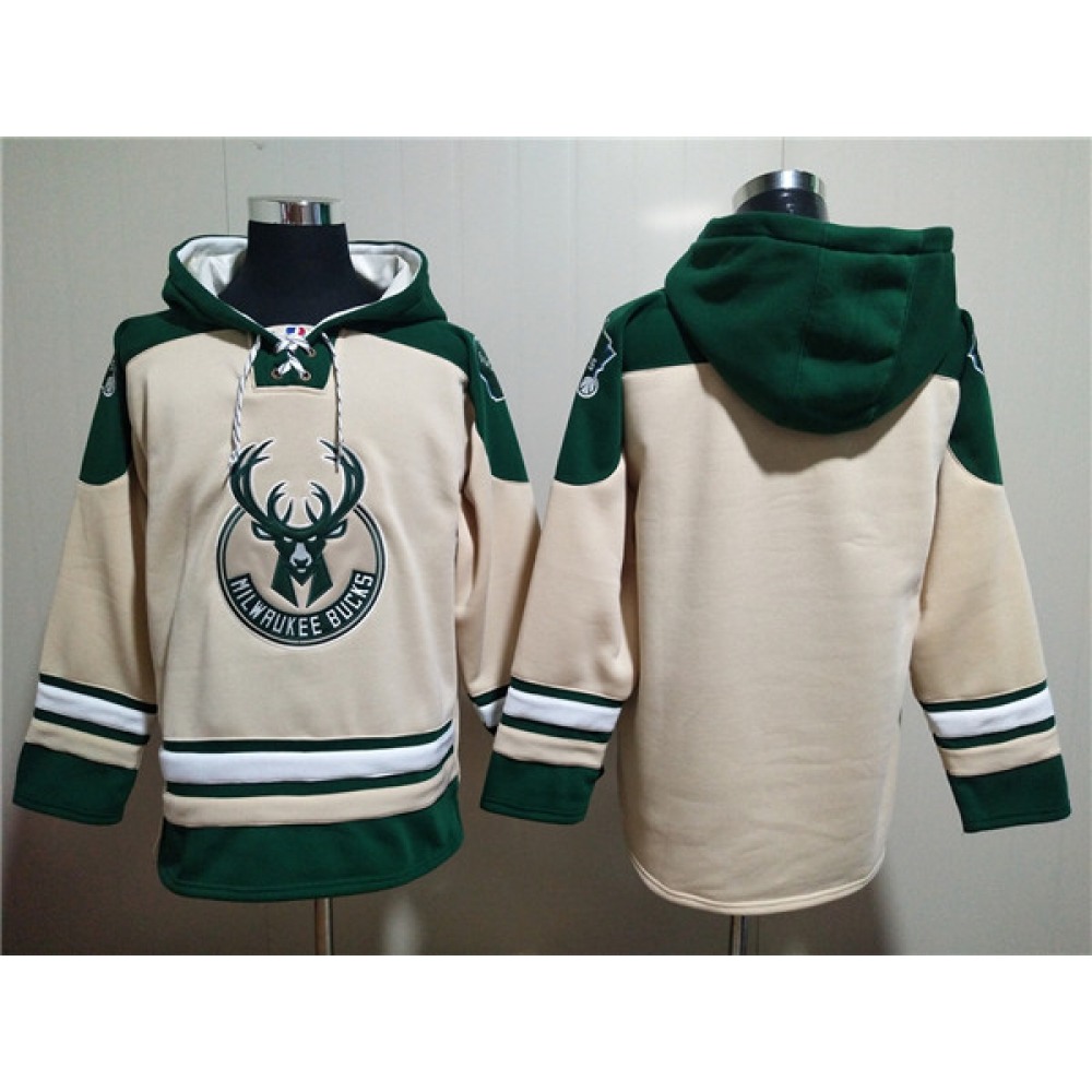 Men's Milwaukee Bucks Blank Cream Hoodie
