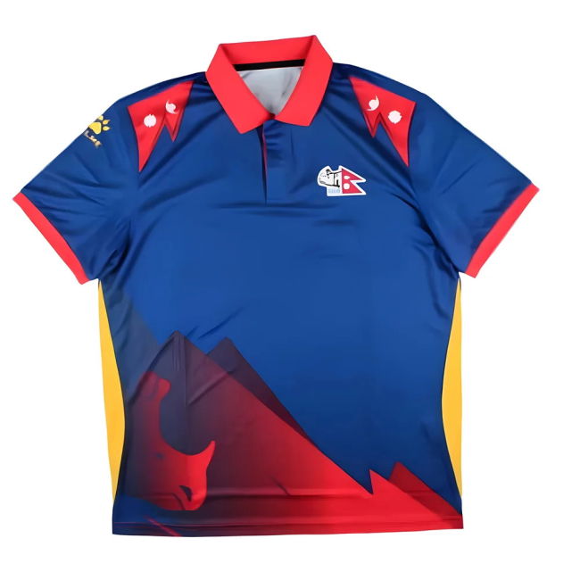 World-Class Aero-Dynamic 2024-2025 Nepal Cricket Polo Shirt (Blue)