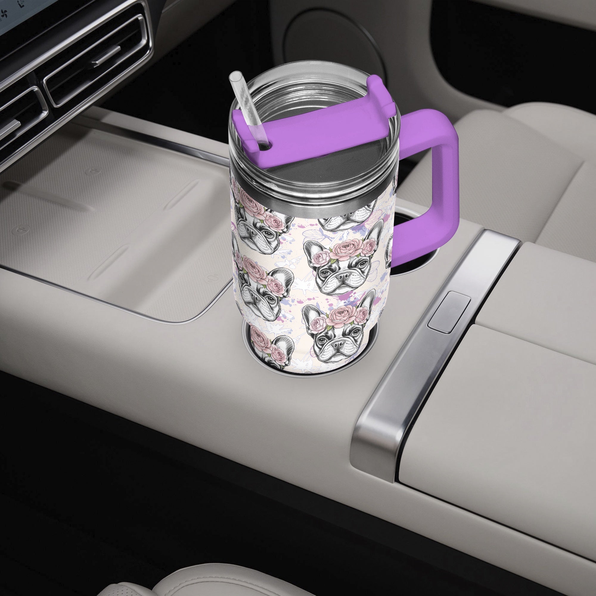French Bulldog Frida Car Tumbler Cup Frenchie Pet Item