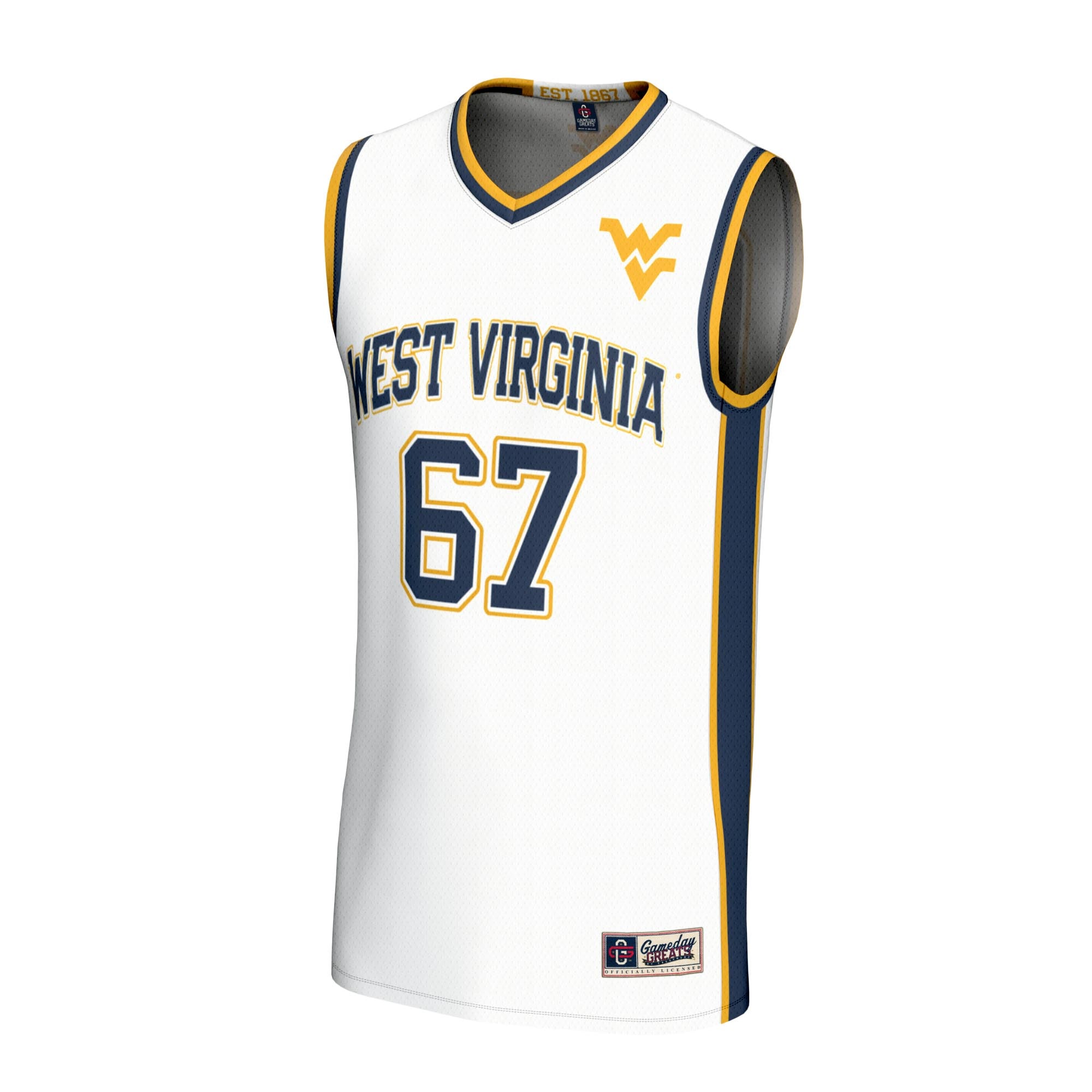 [DDG] West Virginia Mountaineers GameDay Greats Youth Lightweight Collegiate Basketball Fashion Jersey - White