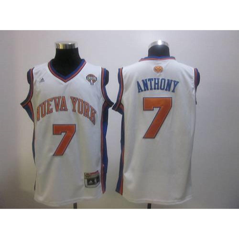 Collector's Item Modern Men's Knicks #7 Carmelo White Basketball Jersey