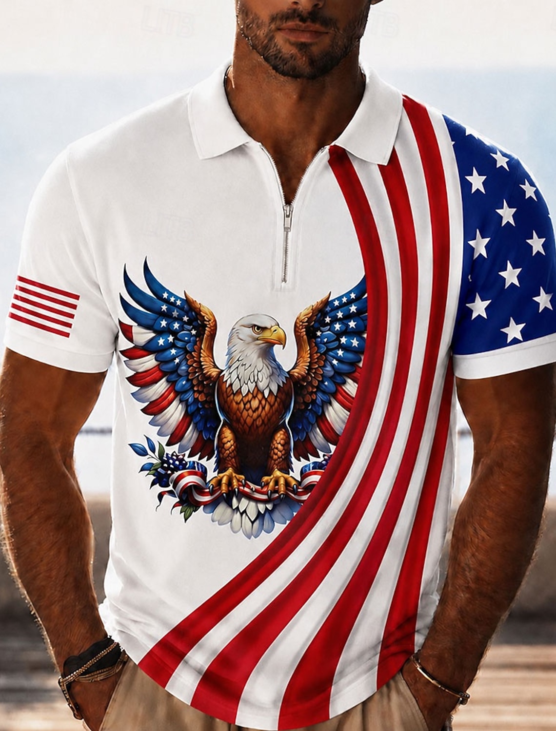 Independence Day Men's 4th of July U.S. 250th Anniversary Eagle Patriotic Lined Shorts 2 in 1 Board Shorts Swim Trunks Mid Waist Holiday Side Pockets With Compression Liner Elastic Drawstring Waist
