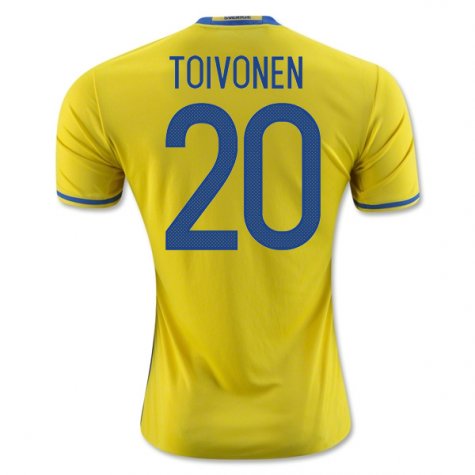 Authentic Sweden Home 2016 20 Toivonen Soccer Jersey Shirt