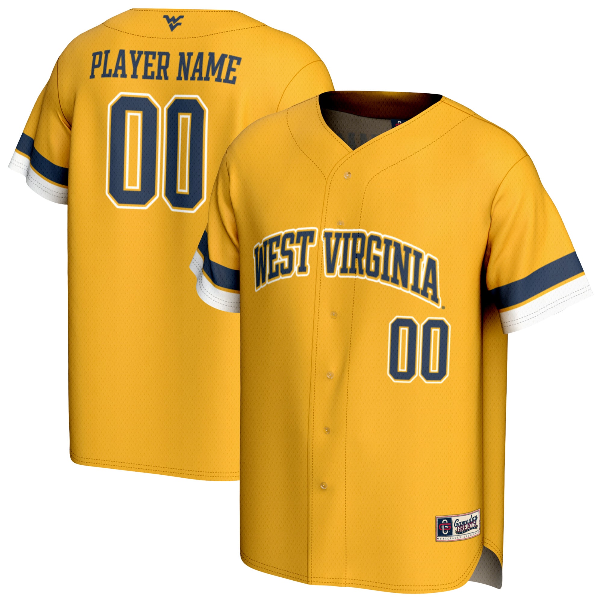 [NJP] West Virginia Mountaineers GameDay Greats Unisex Personalized Collegiate Baseball Fashion Jersey - Gold