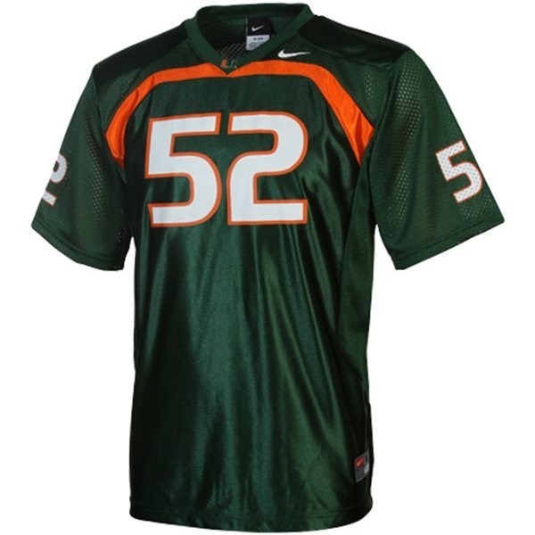 Men Miami Hurricanes Green Men #52 Miami Vice Jersey - Record-setting