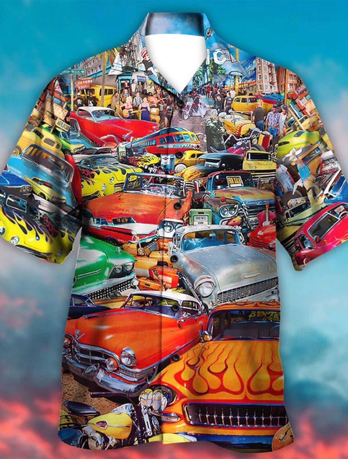 Men's Car Shirt Summer Hawaiian Shirt Aloha Shirt Shirt Turndown Fashion Designer Casual Outdoor Street Casual Yellow Red Purple S M L