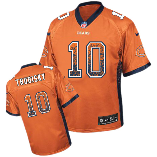 NFL CHI Bears #10 Mitchell Trubisky Orange Elite Jersey - Authentic...