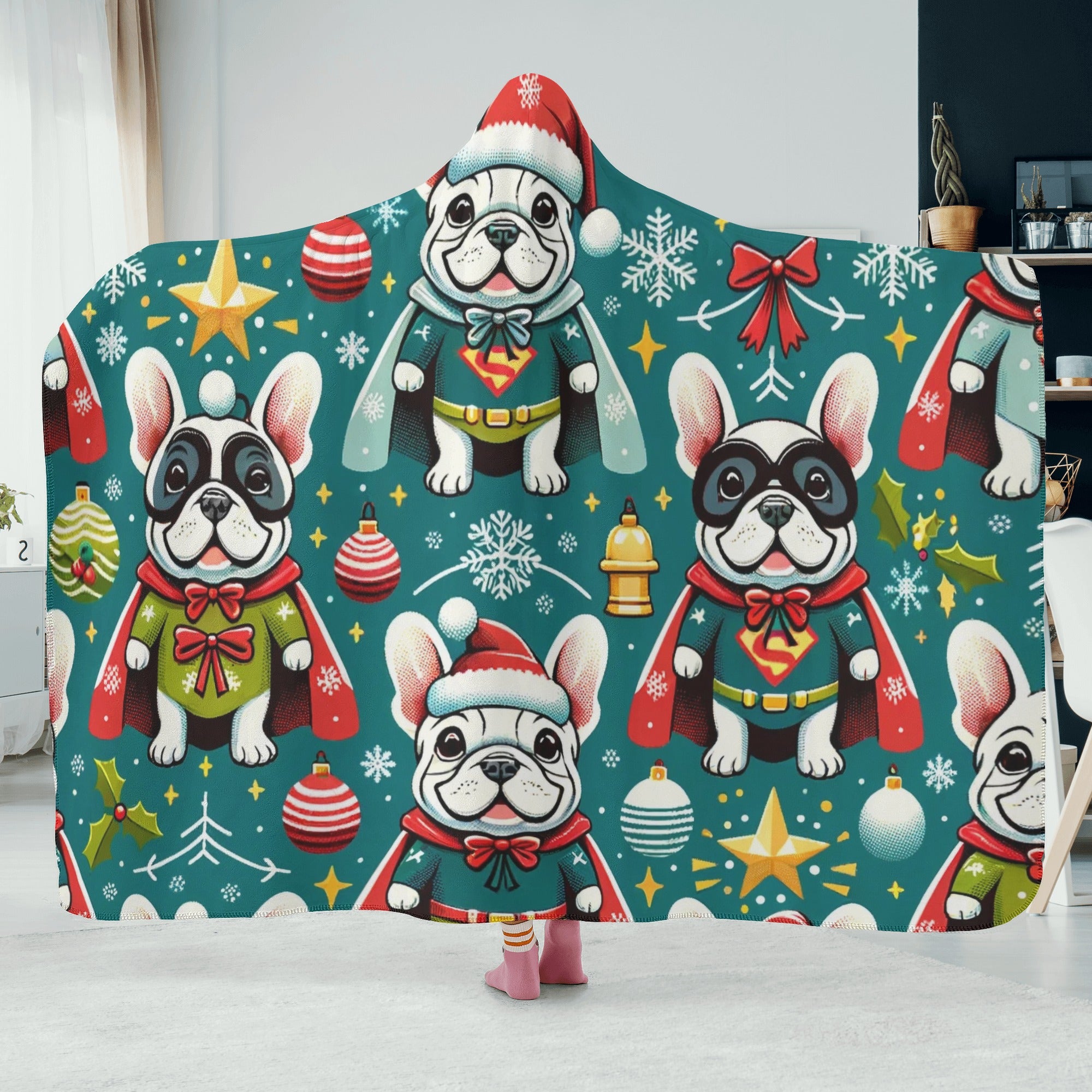 Bulldog Themed Comfy Teddy - Stylish Hooded Blanket For Frenchie Fans