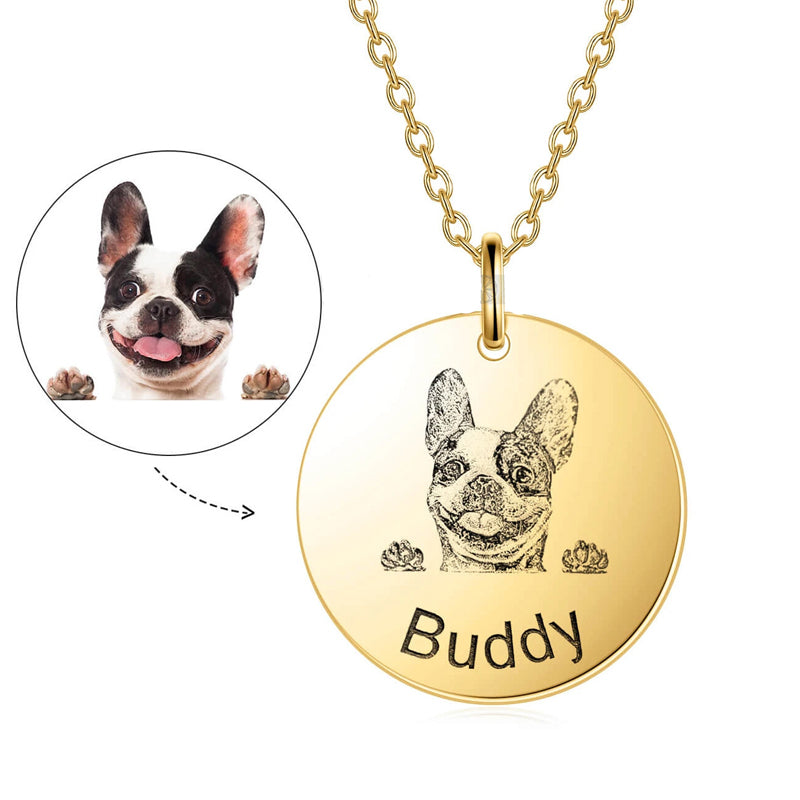 French Bulldog Personalized Frenchie Photo Pendant Necklace Durable Dog Item