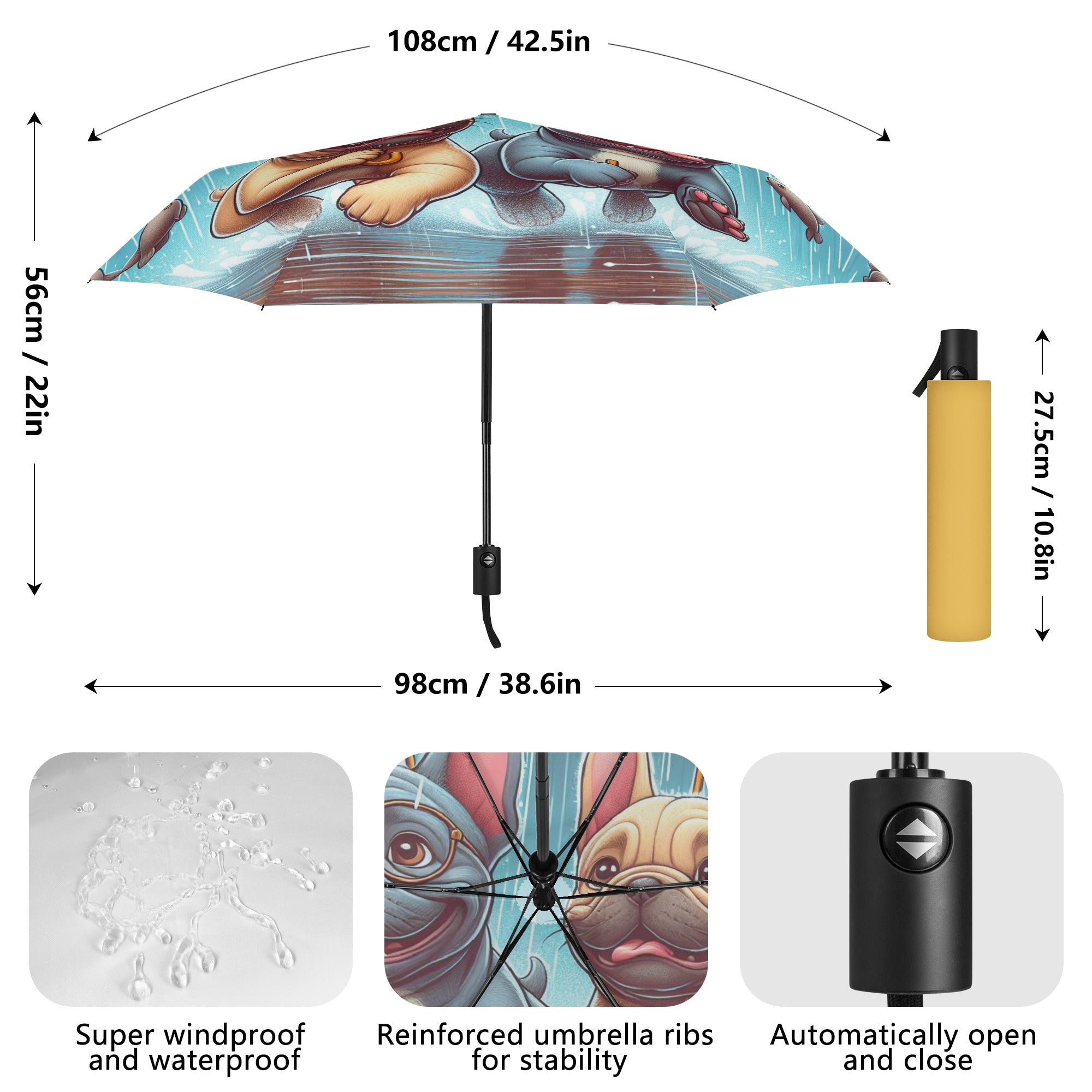 Nova - Bulldog Umbrella For French Bulldogs | Safe For Paws