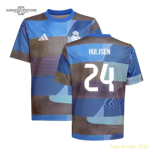 2025-2026 Real Madrid Pre-match Shirt (blue) - Kids (huijsen 24)