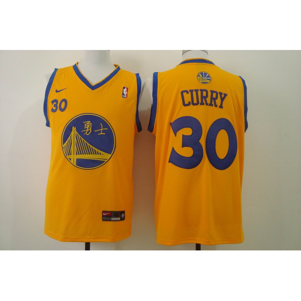 Elite Golden State Warriors Stephen Curry30 Jersey Yellow - Basketball Fan Gear
