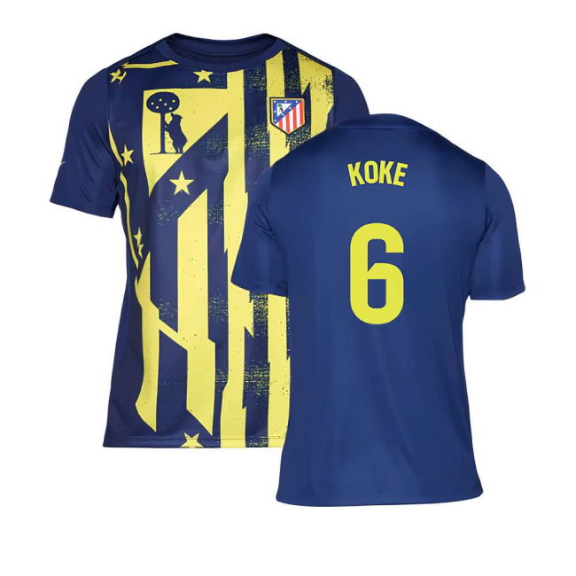 2025-2026 Atletico Madrid Pre-Match Shirt (Blue-Yellow) (Koke 6) - ...