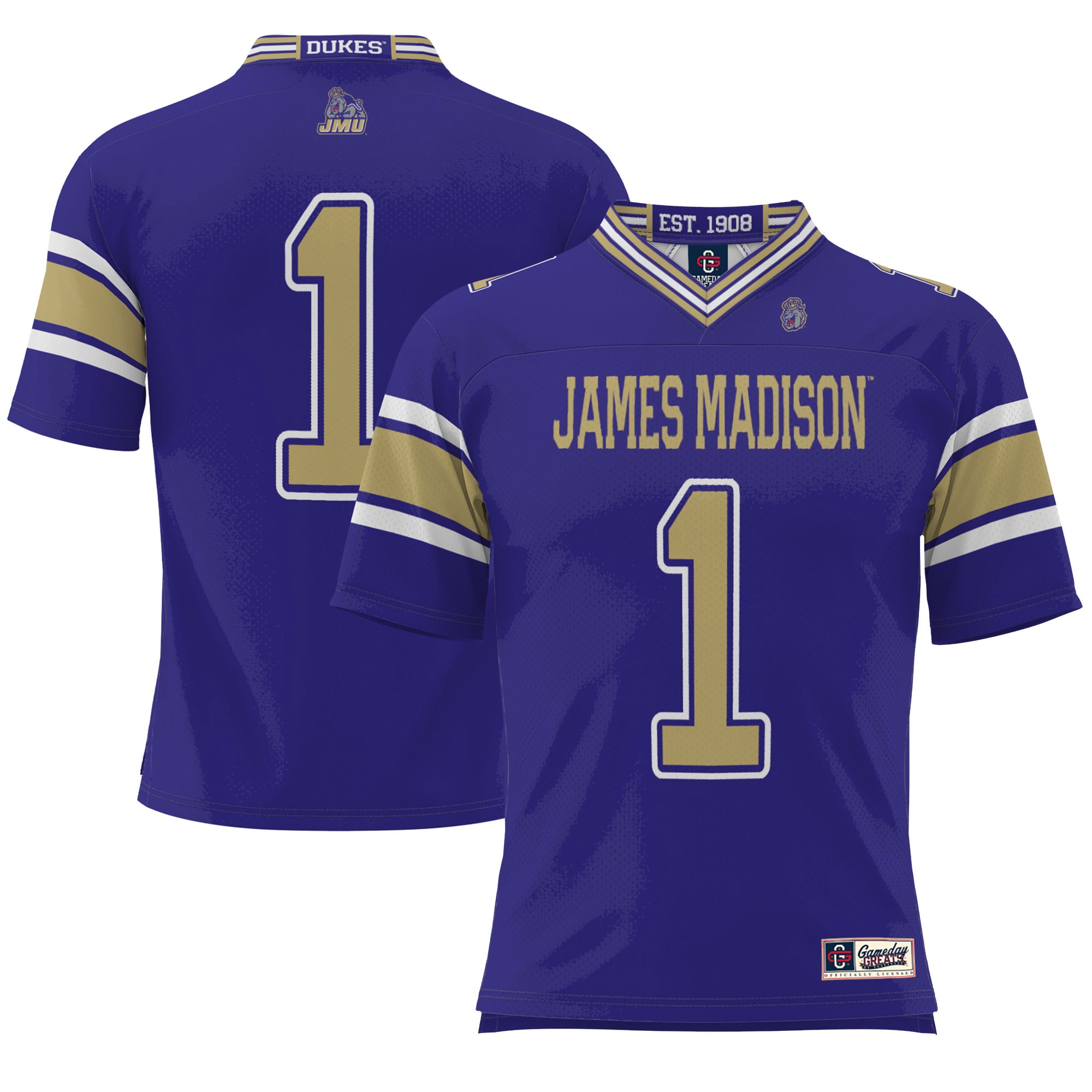 #1 James Madison Dukes GameDay Greats Youth Endzone 2026/2027 Football Jersey - Purple