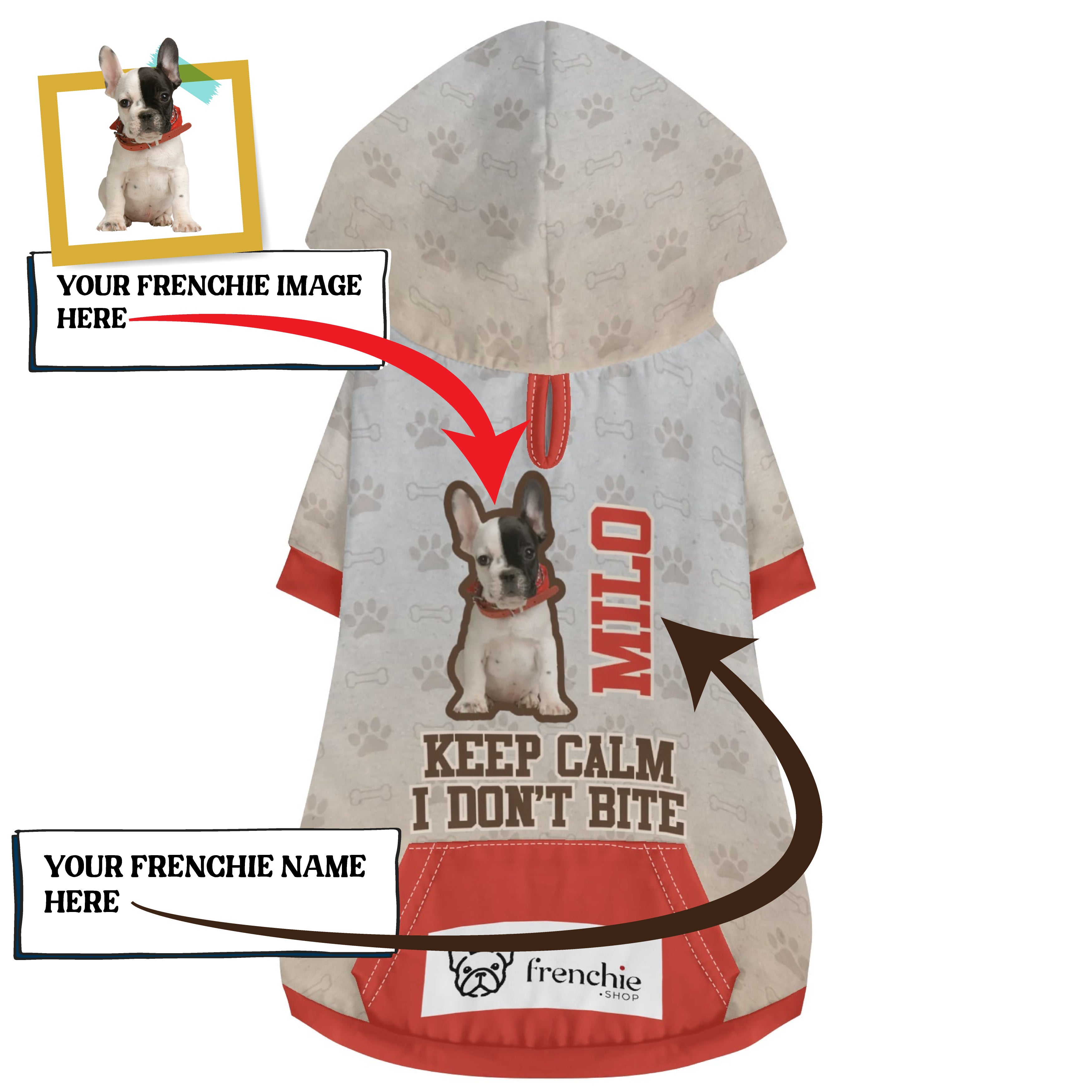 Custom French Bulldog Hoodies with Your Dog's Picture and Name | Frenchie Shop Original