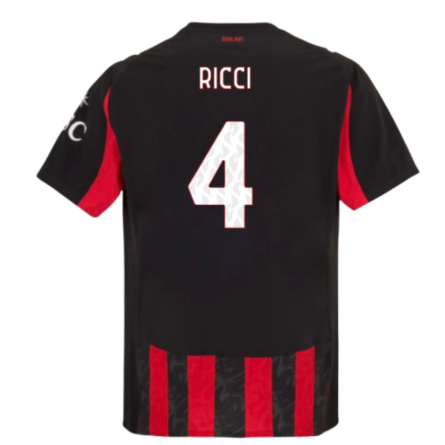 Pro Series Acm Ac Milan Authentic Home Shirt Ricci #4 2025-2026 Ca...