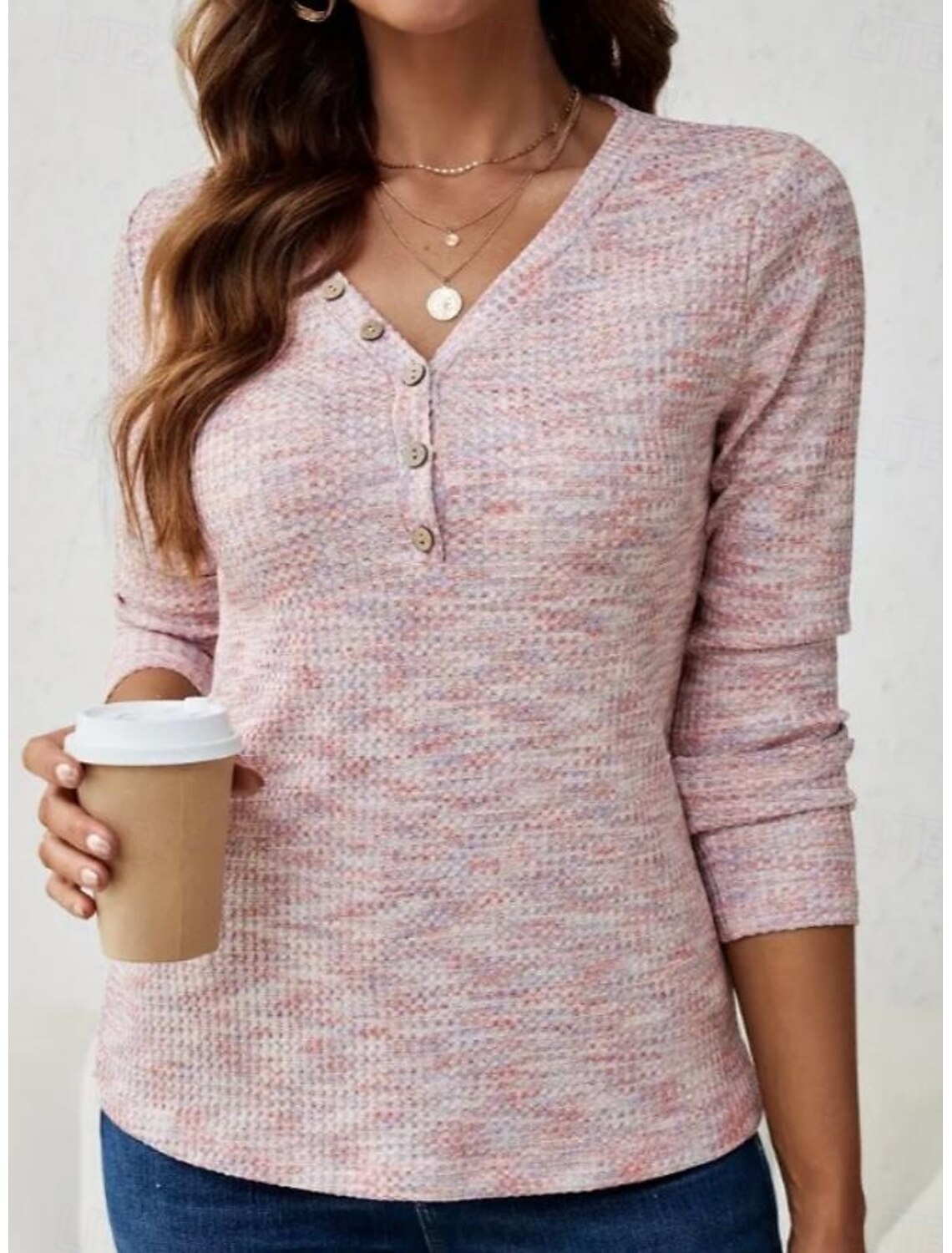 Women's Tunic Elegant Fashion Long Sleeve Regular Tops V Neck Daily Spring Fall