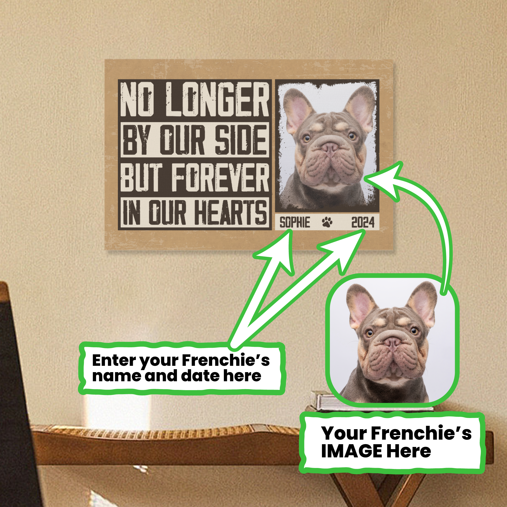 Personalized Adorable Frenchie Canvas Wall Art Frenchie Themed Wear