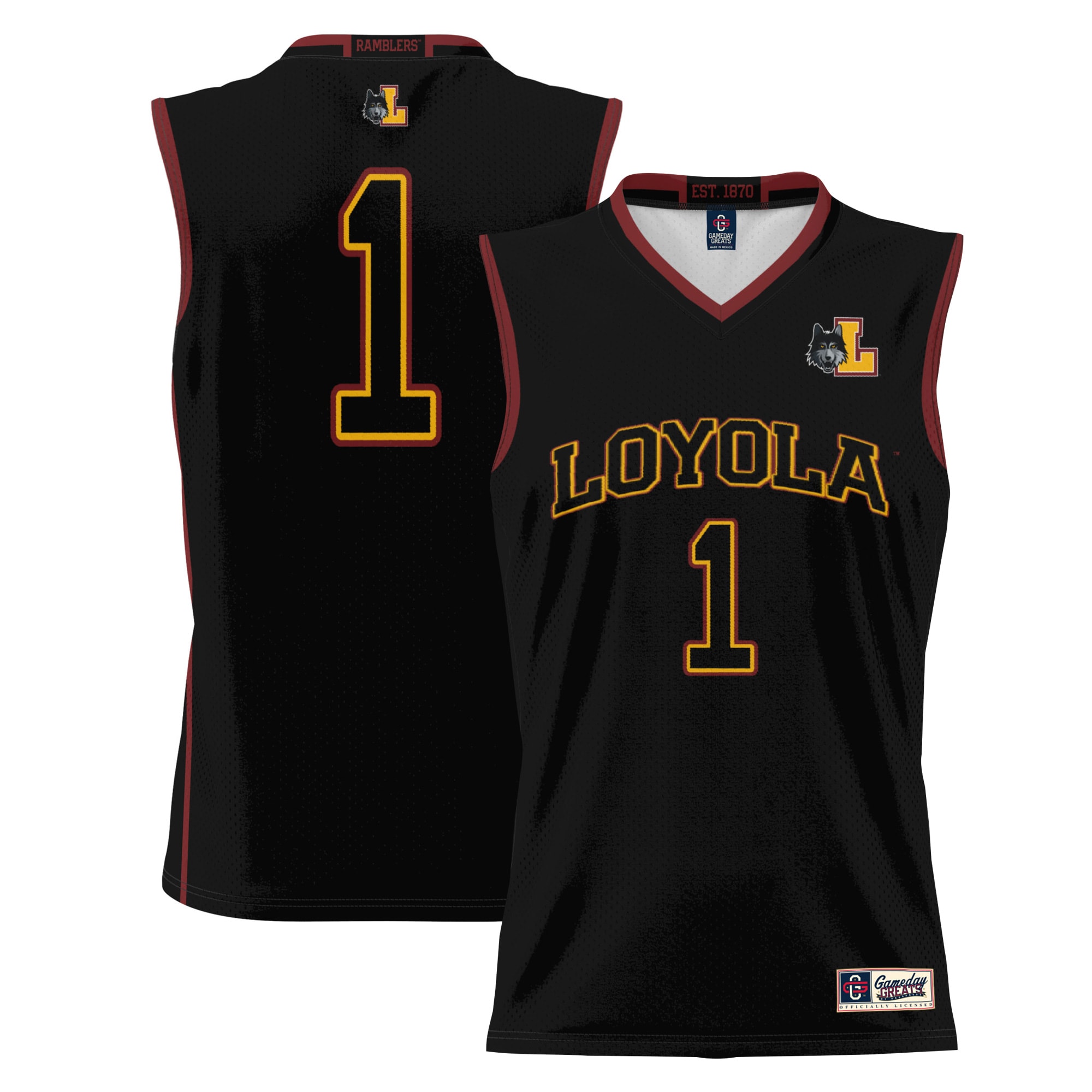 [NJP] Loyola Chicago Ramblers GameDay Greats Youth Lightweight Basketball Jersey - Black