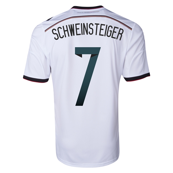 2014 Germany 7 SCHWEINSTEIGER Home White Soccer Jersey Shirt -
