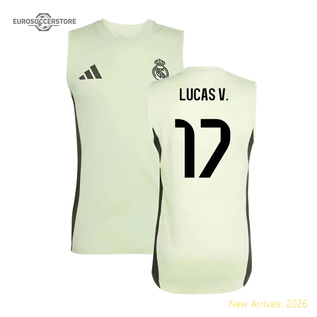 2025-2026 Real Madrid Sleeveless Training Jersey (Almost Lime) (Lucas V. 17)