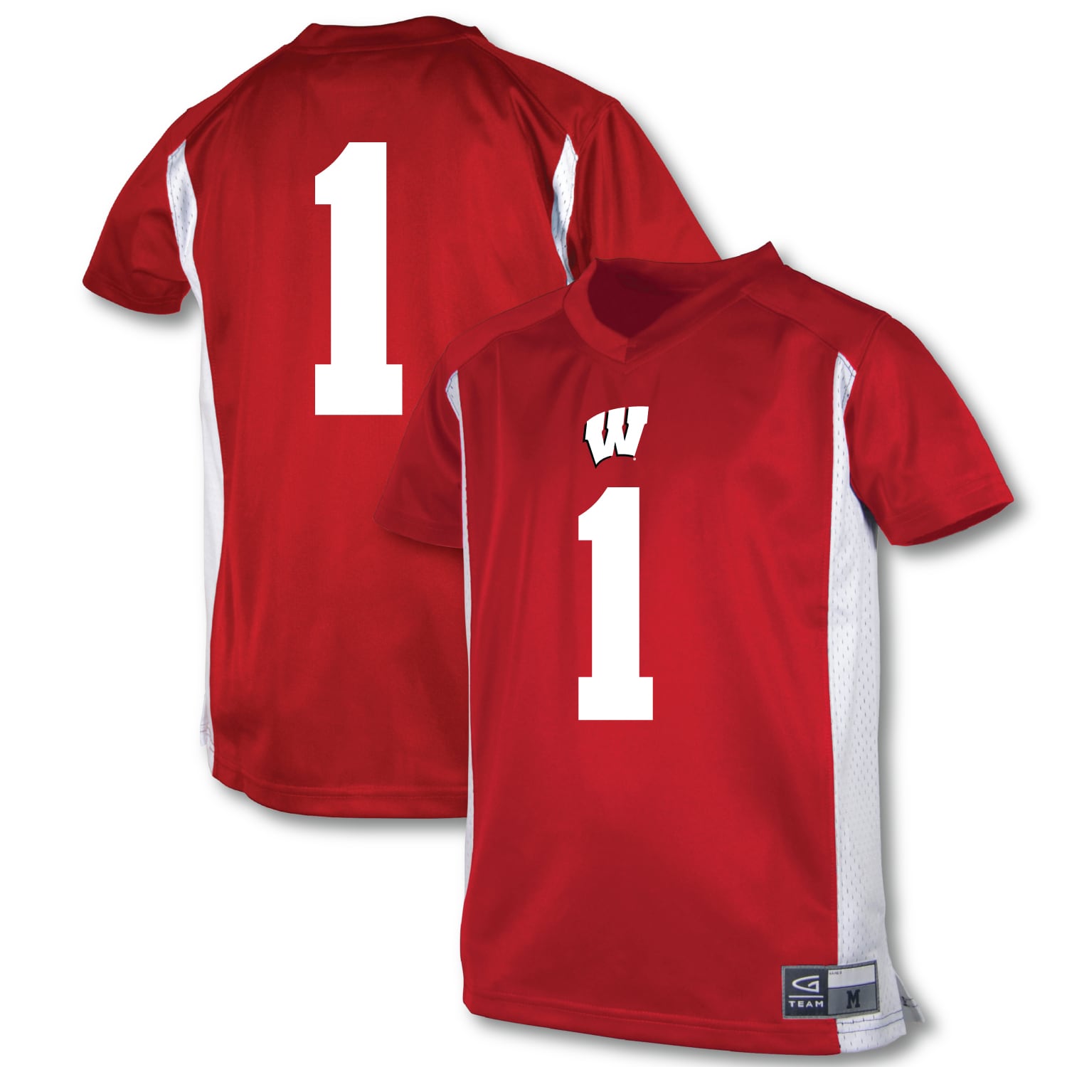 #1 Wisconsin Badgers Garb Youth Football Jersey - Red